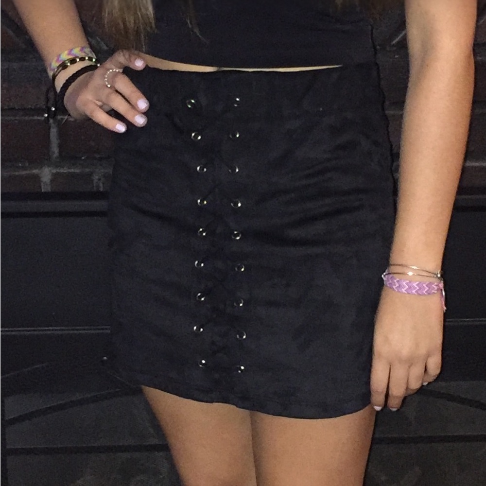 Faux suede mini skirt